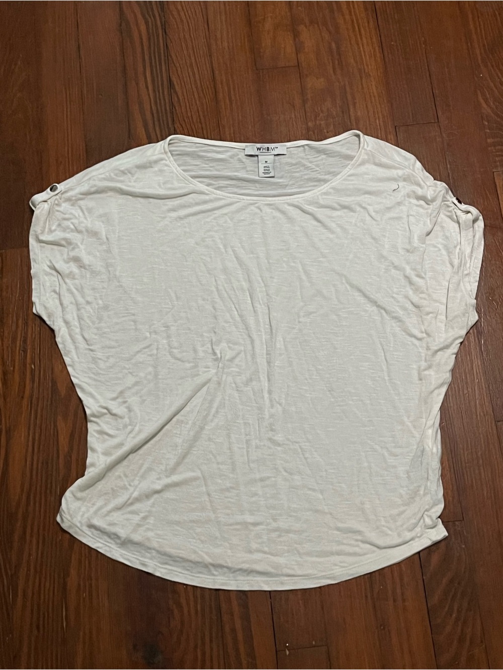 White House Black Market White Rolled-Sleeve Lightweight Tee